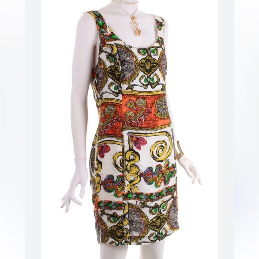 Platinum Dorothy Schoelen Vintage Colorful
Abstract Print Rayon Tank Mini Dress